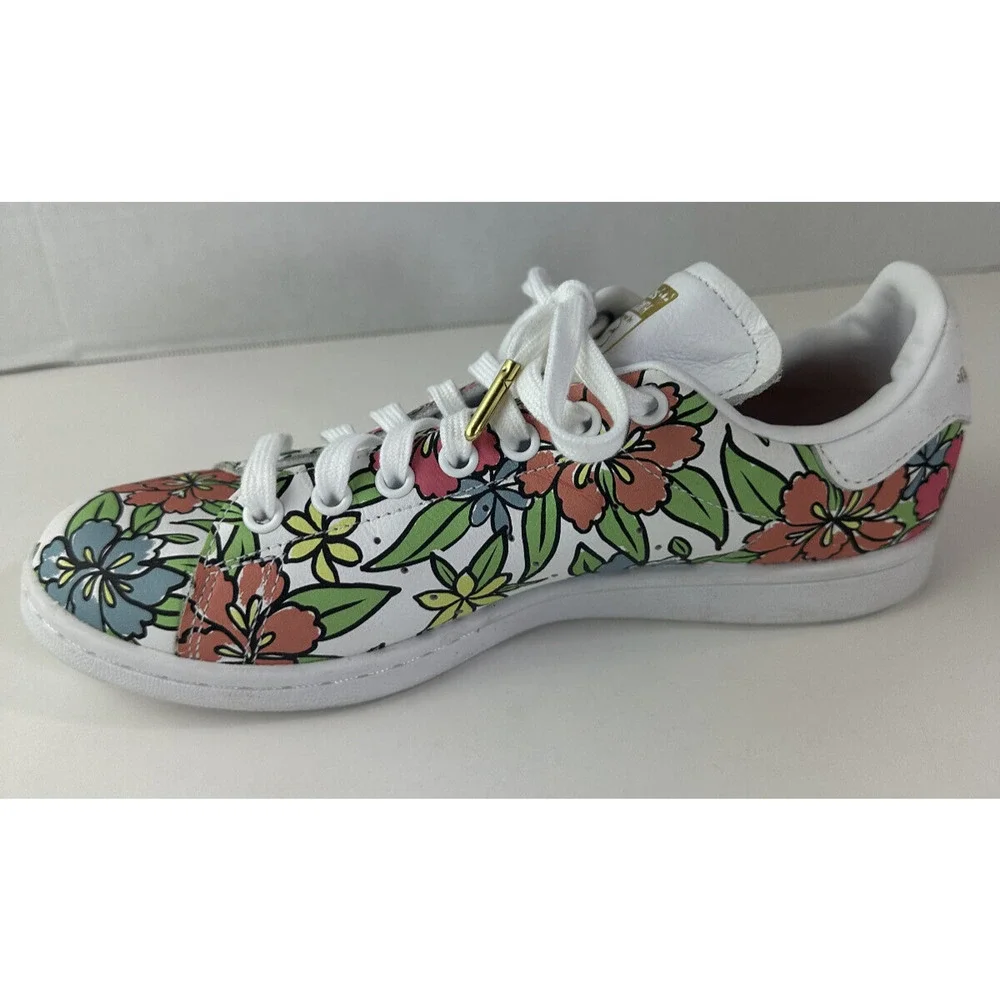 Adidas x Stan Smith All-Over Floral Print Shoes 2021 Sneakers Cloud White Size 8 - Picture 6 of 16